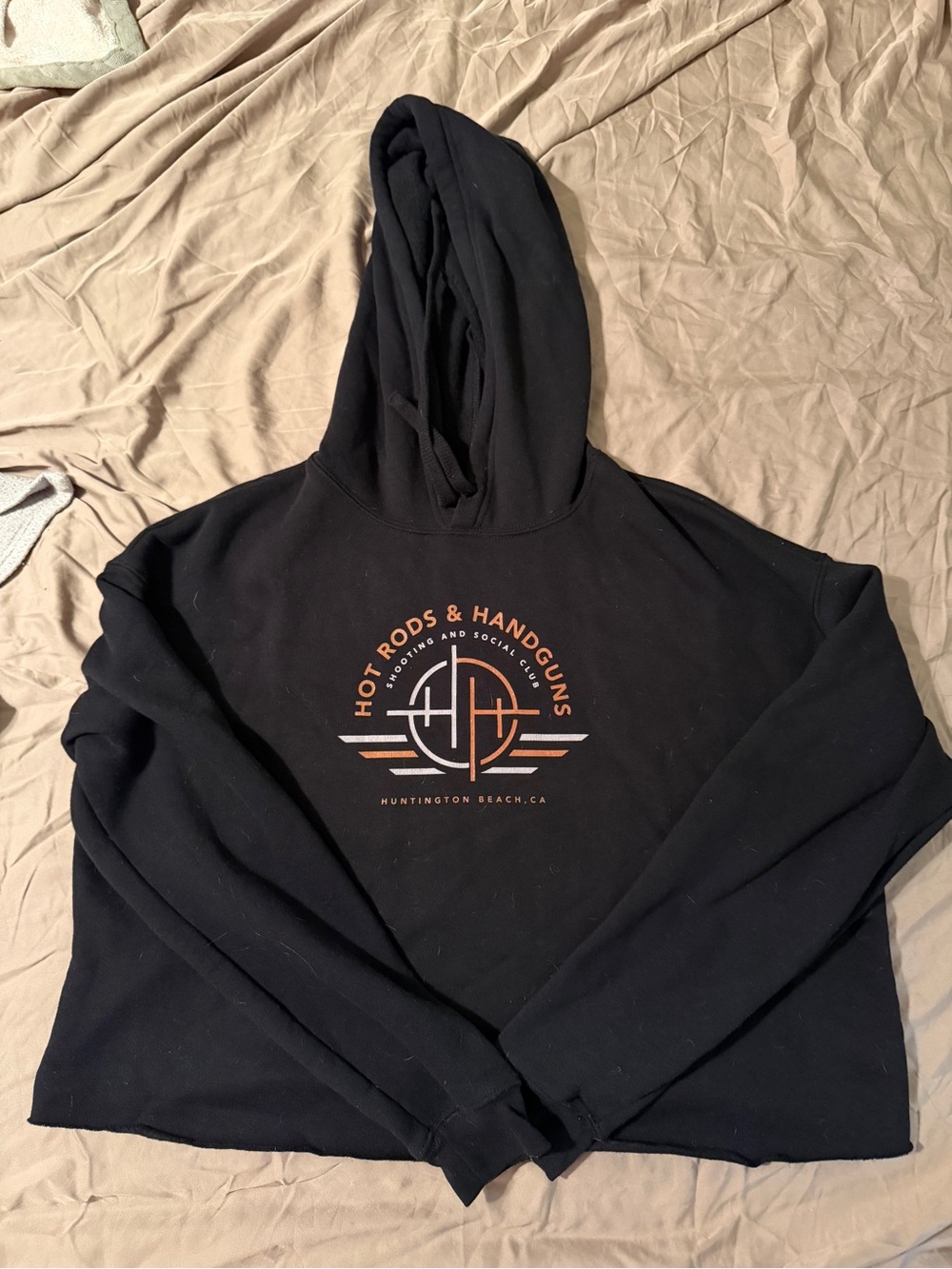 Hot Rods & Handguns Black Logo Hooded Cropped Sweatshirt